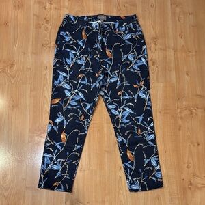 Chico's Navy and Orange Patterned Chinos